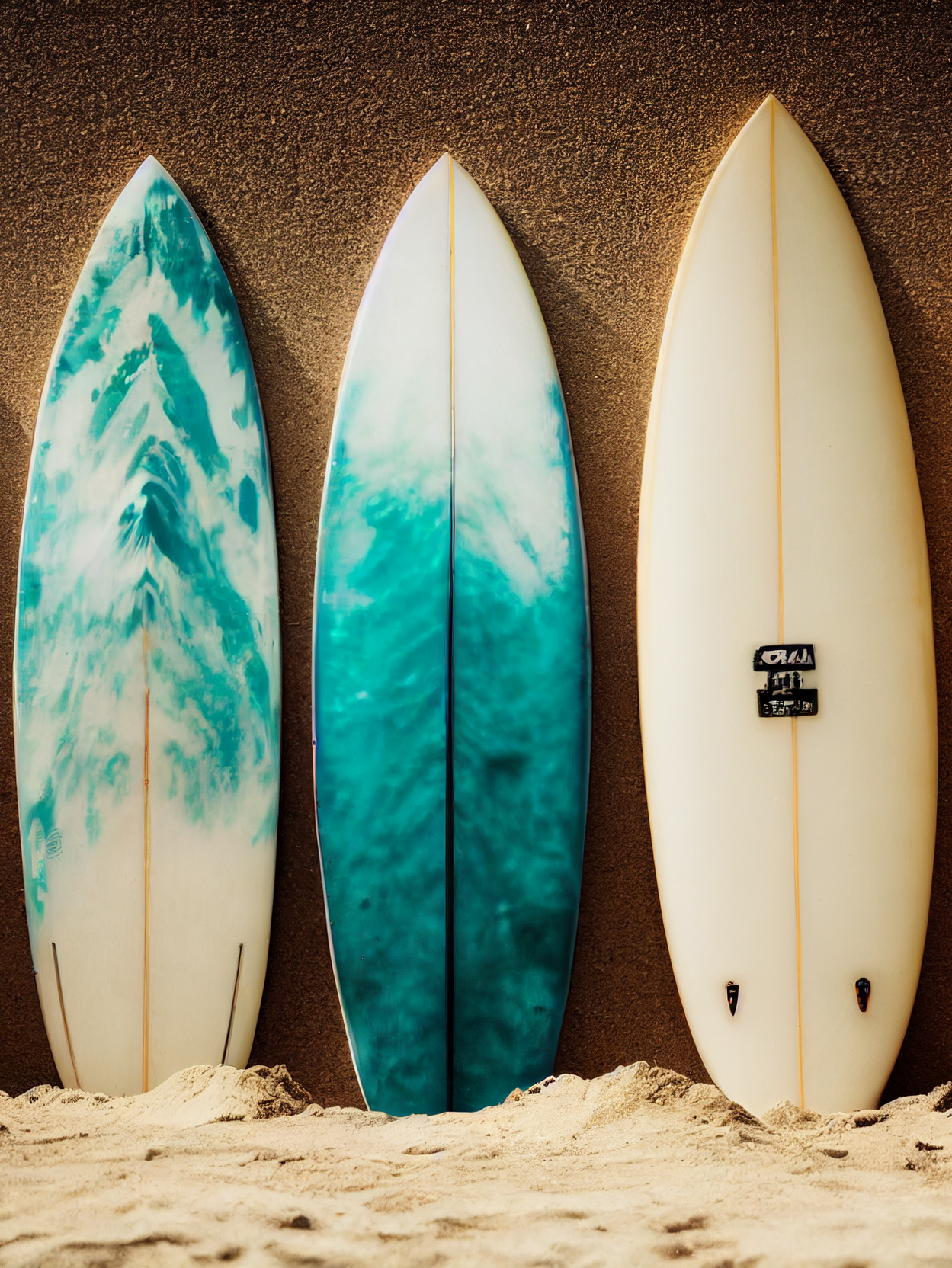 tipcurl boards in the sand